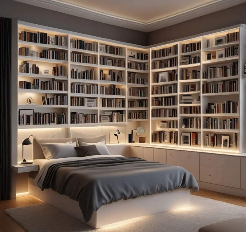 Add Drama with Integrated Bookshelf Lighting Systems
