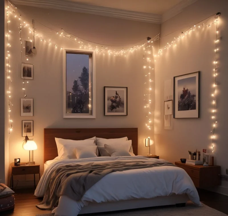 Add Magic with Bedroom String Lights
