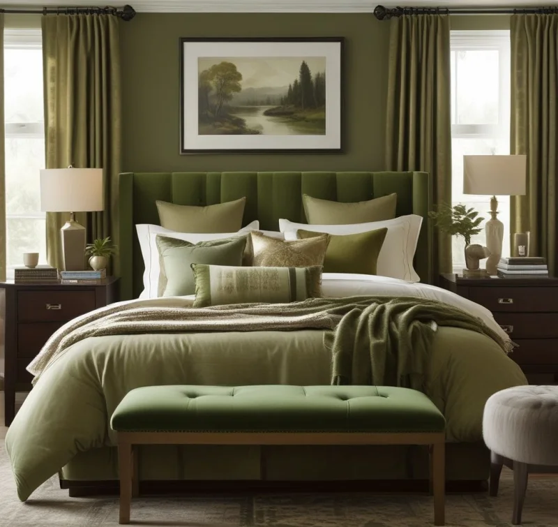 Blend Earthy Green Tones for Luxurious Comfort
