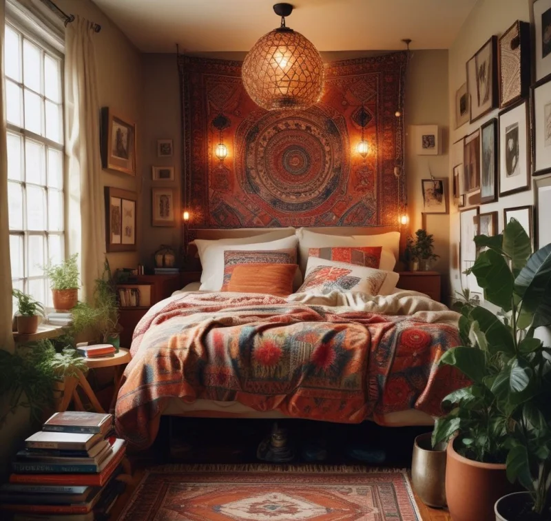 Bohemian-Inspired Compact Bedroom
