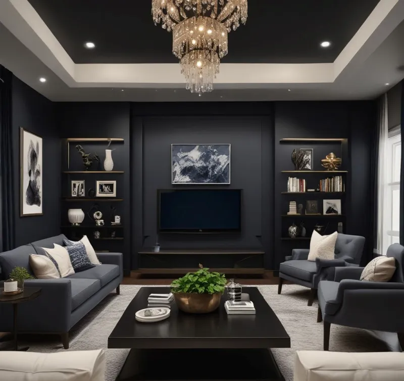 Bold Dark Accent TV Wall