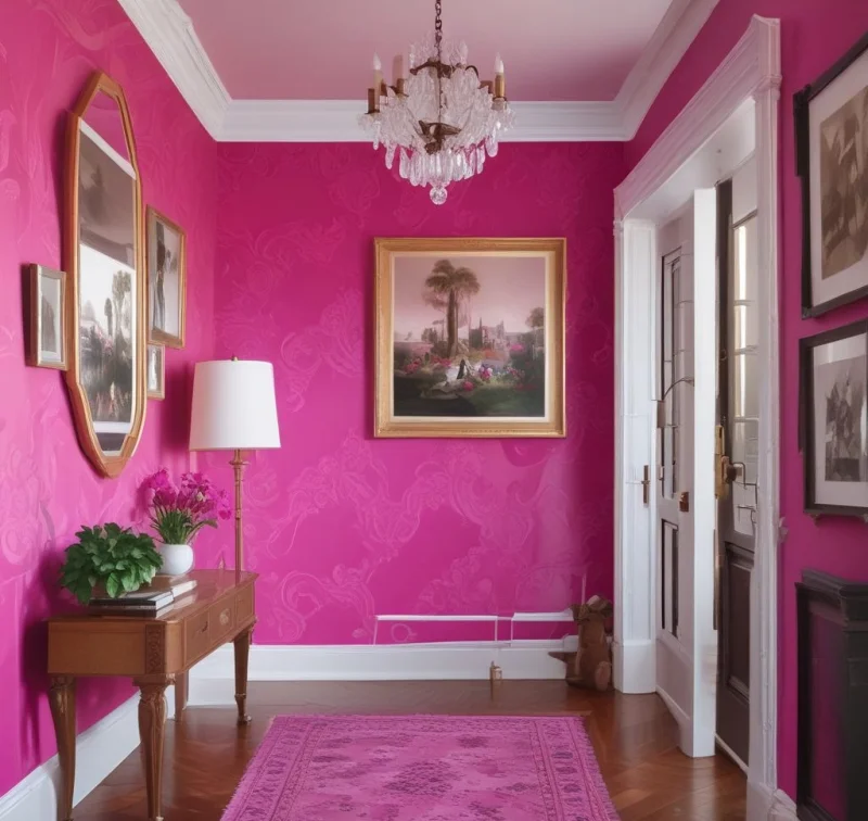 Bold Magenta Statement Walls in Foyers