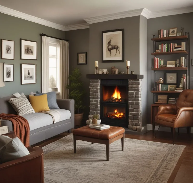 Boys Bedroom With Fireplace Feature Wall
