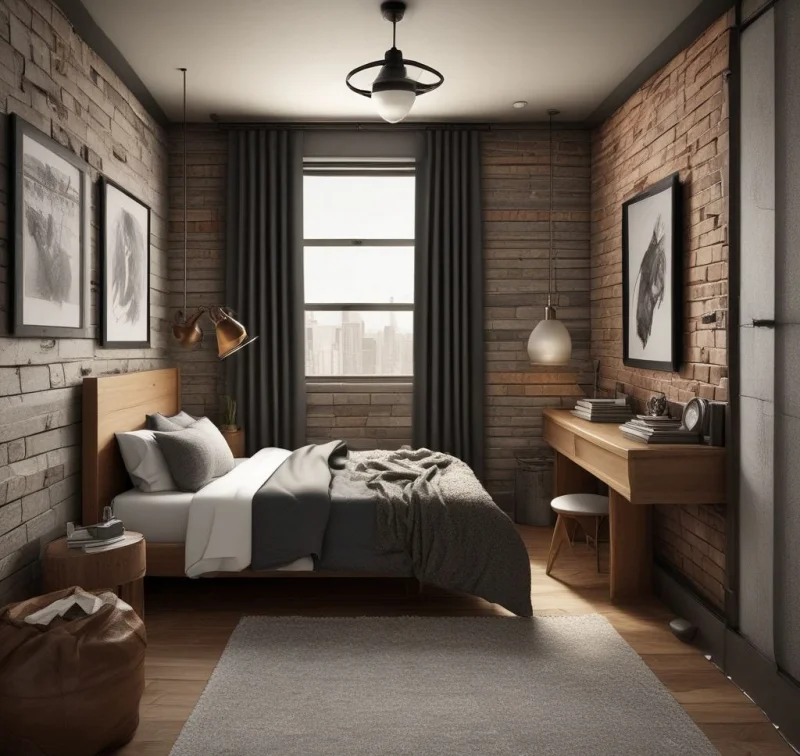 Boys Bedroom With Textured Wall Features
