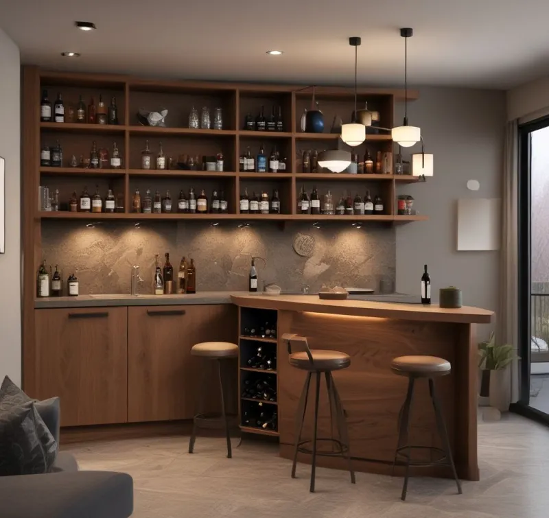 Build a Warm Modern Bar with Clean Lines
