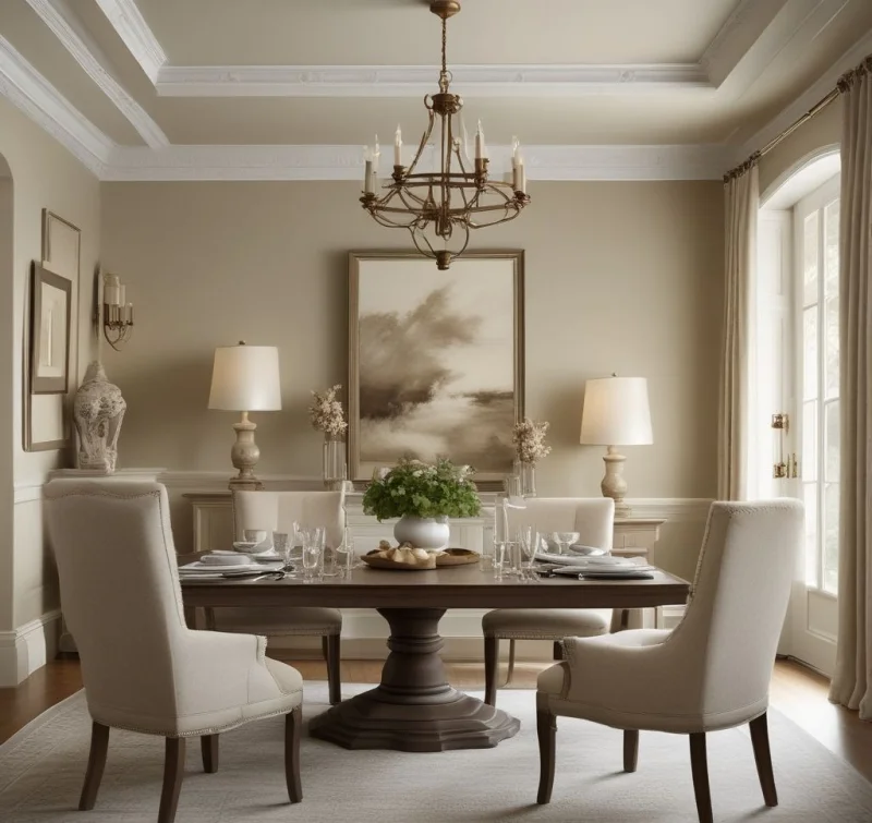 Calming Neutral Dining Room Harmony

