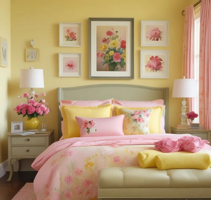 Cheerful Soft Yellow and Pink Combination

