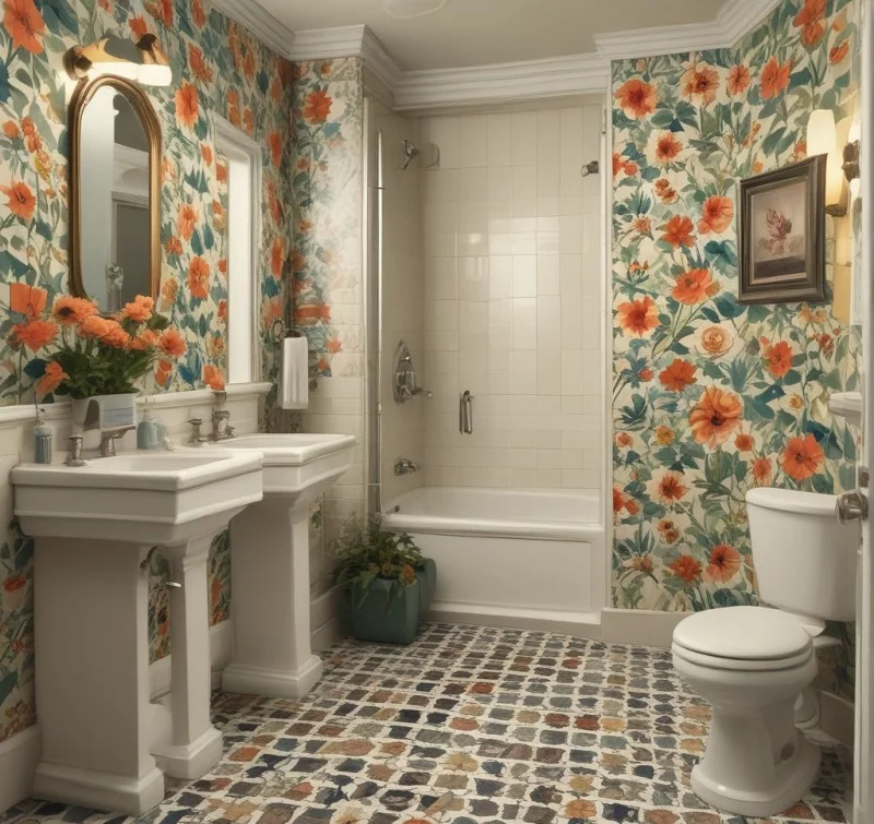 Classic Appeal with Vintage Floral Tiles

