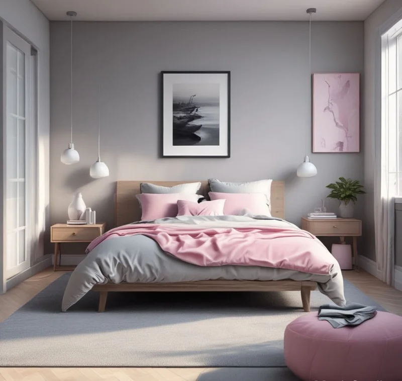 Clean Minimalist Grey and Pink Design
