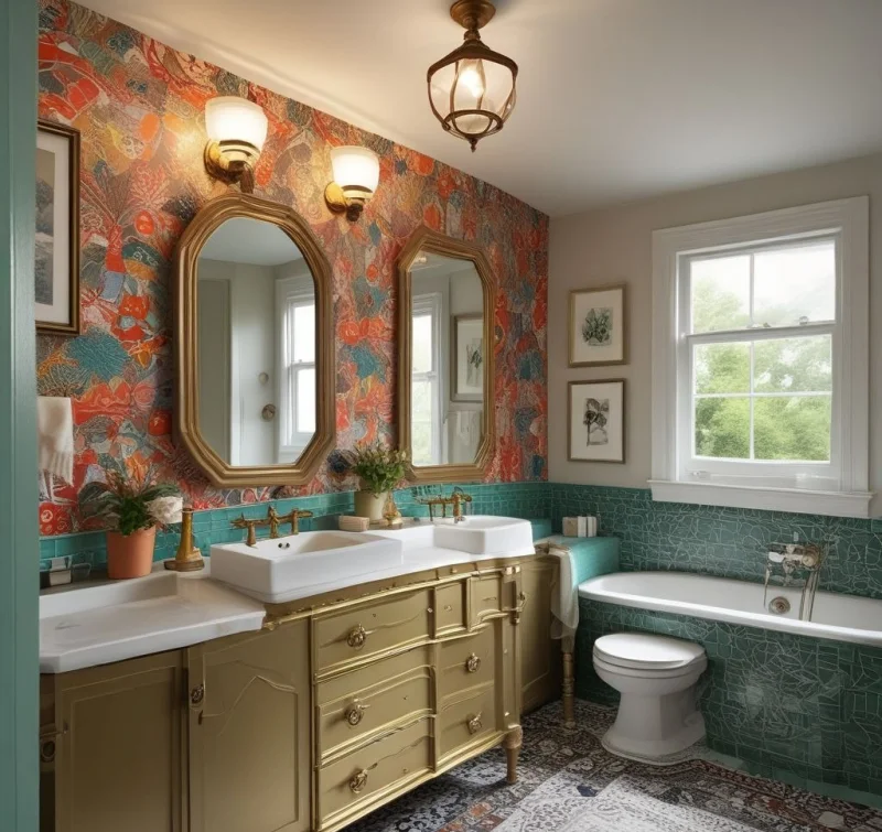 Colorful Eclectic Mix for Playful Bathroom Energy
