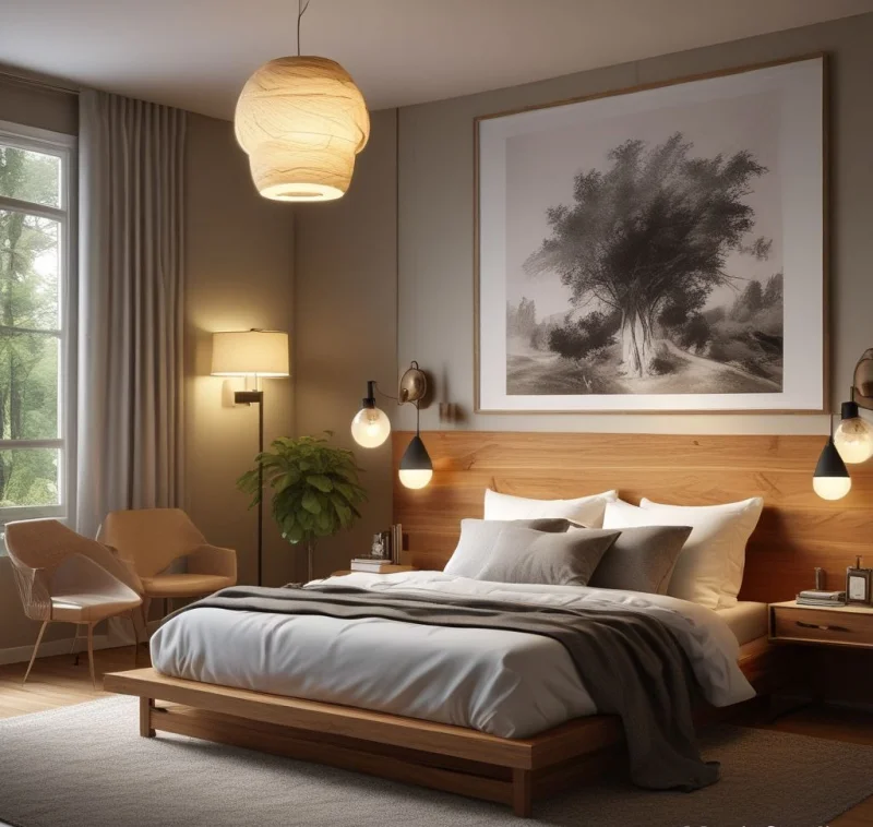 Combine Cozy Elements with Natural Wood and Soft Light
