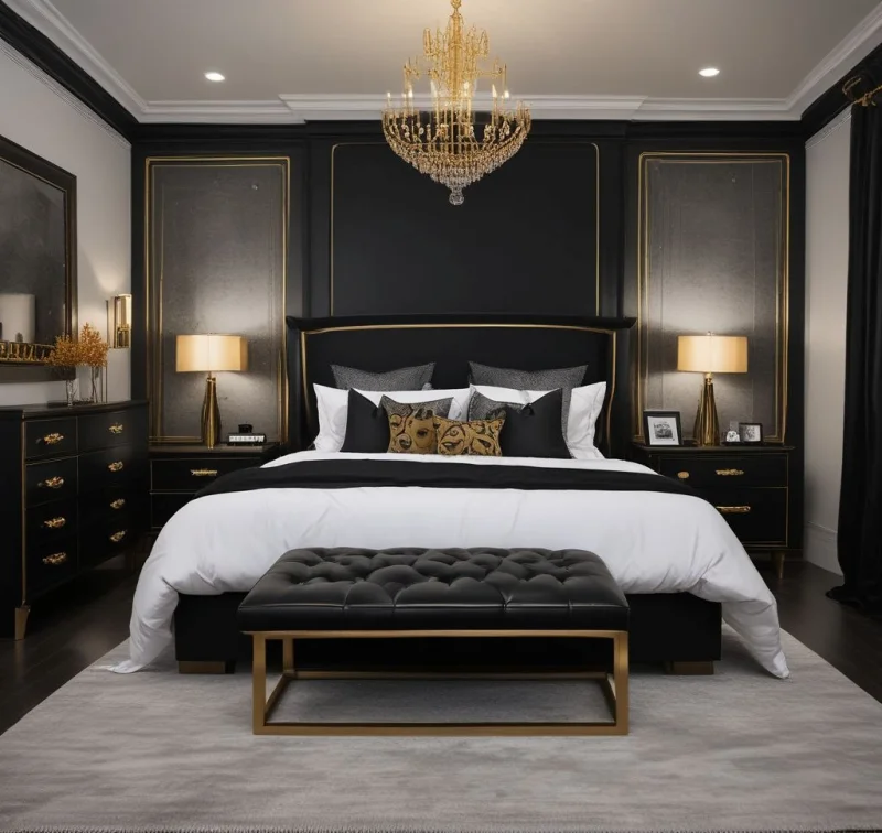 Complete Dark Elegance with Metallic Highlights
