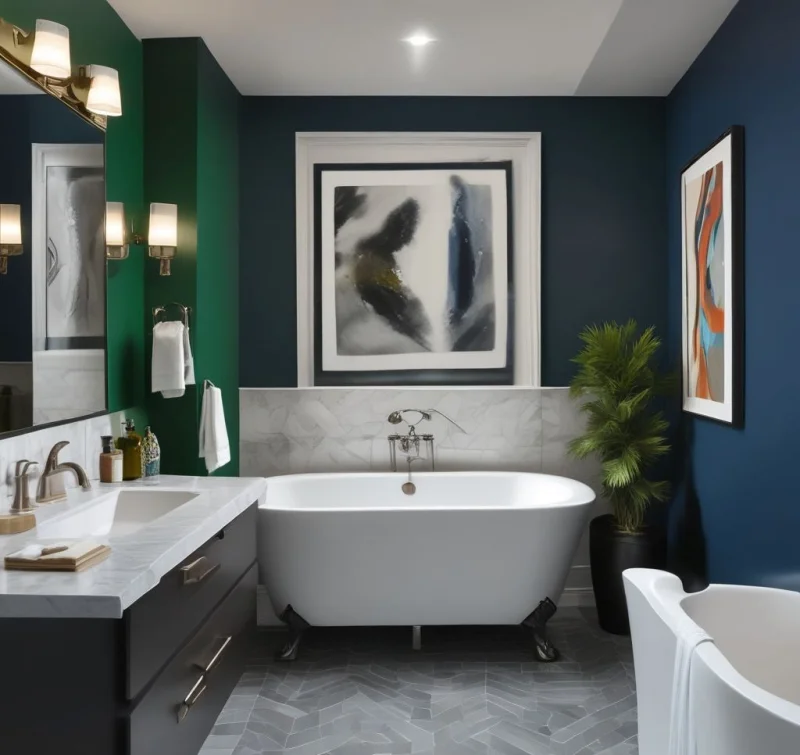 Contemporary Bold Hues in Sleek Modern Bathrooms
