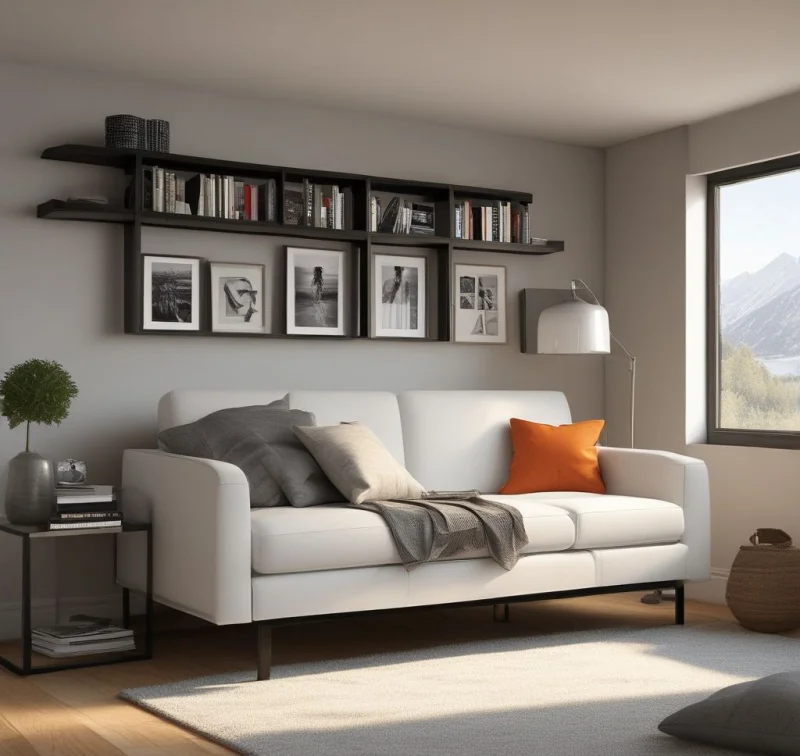 Contemporary Sleeper Sofa in Compact Guest Room
