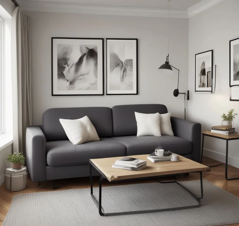 Convertible Pull-Out Sofa in Updated Guest Room

