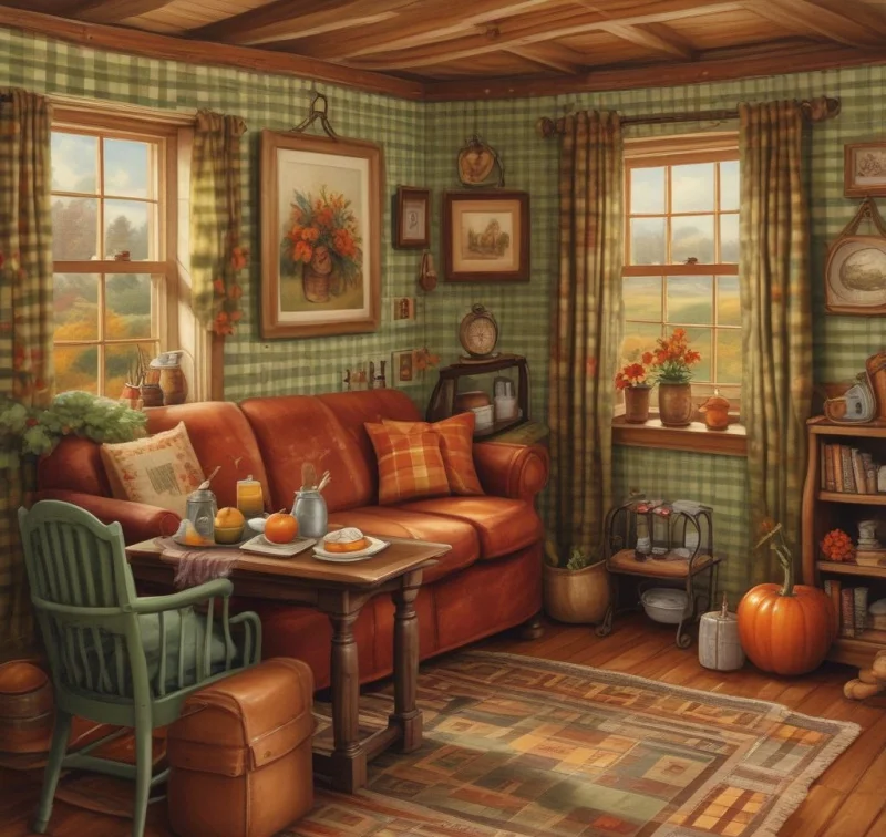 Country Cottage Charm with Checkered Accents
