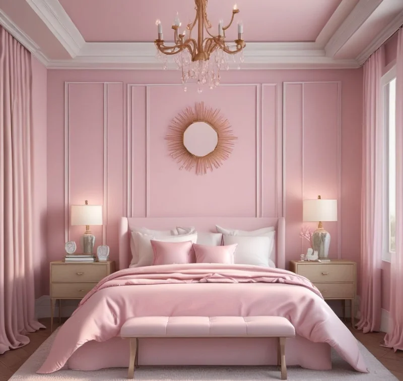 Craft a Tranquil Retreat with Soft Pink Bedroom Features
