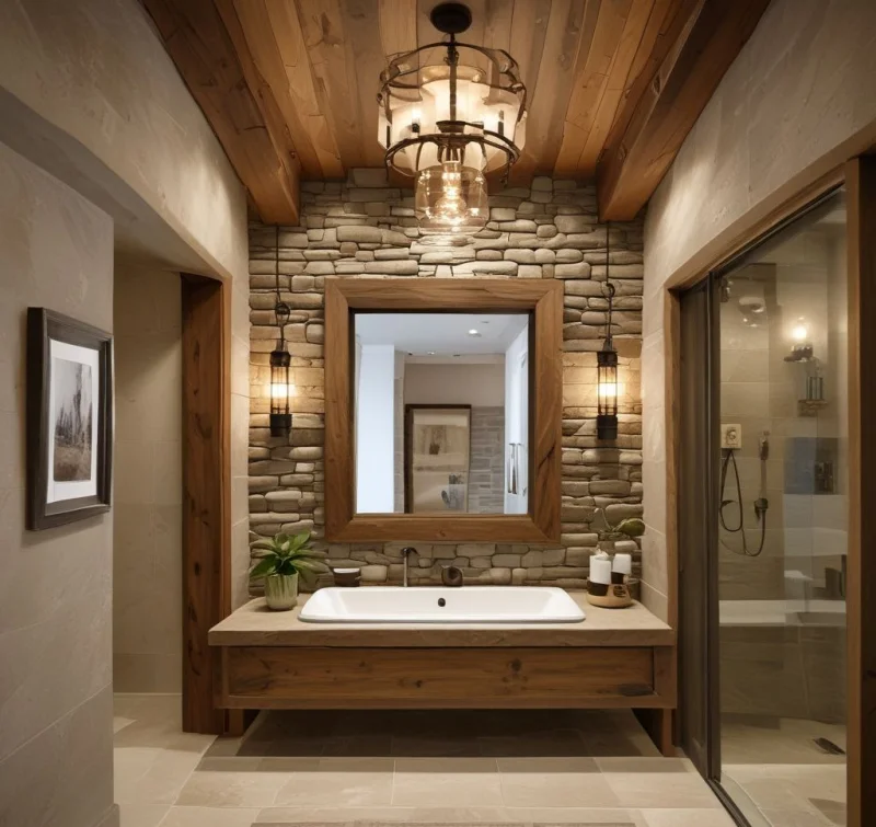 Create Warmth with Natural Wood and Stone Elements
