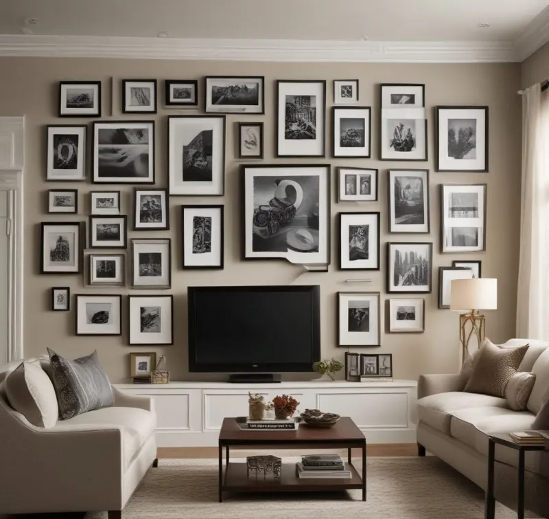 Curated TV and Art Gallery Wall