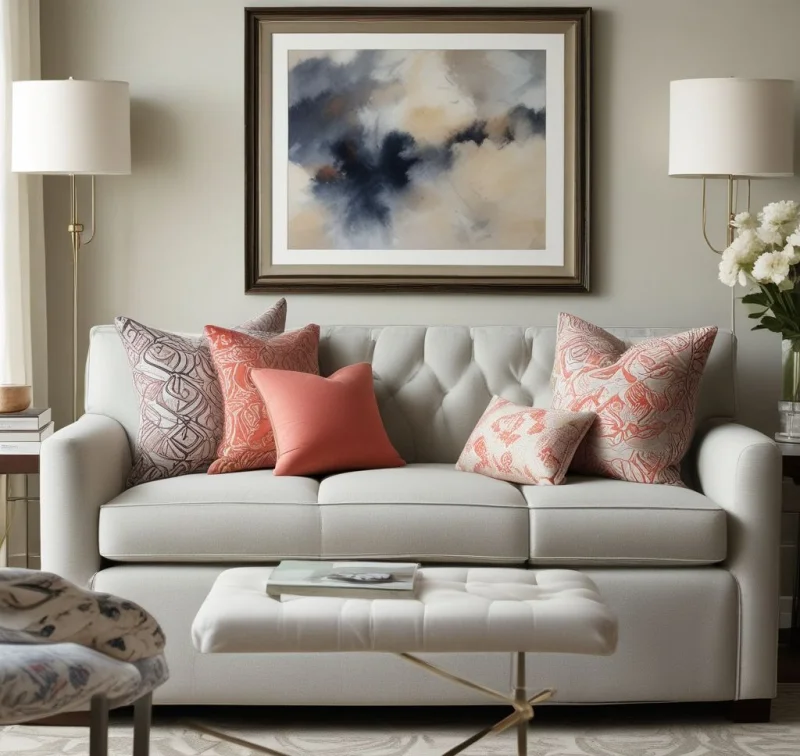 Decorative Patterned Sleeper Sofa in Designer Guest Room
