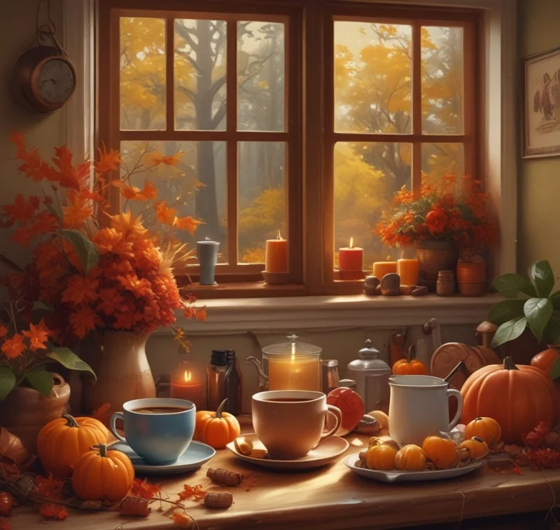 Delightful Autumn Coffee Station Setup
