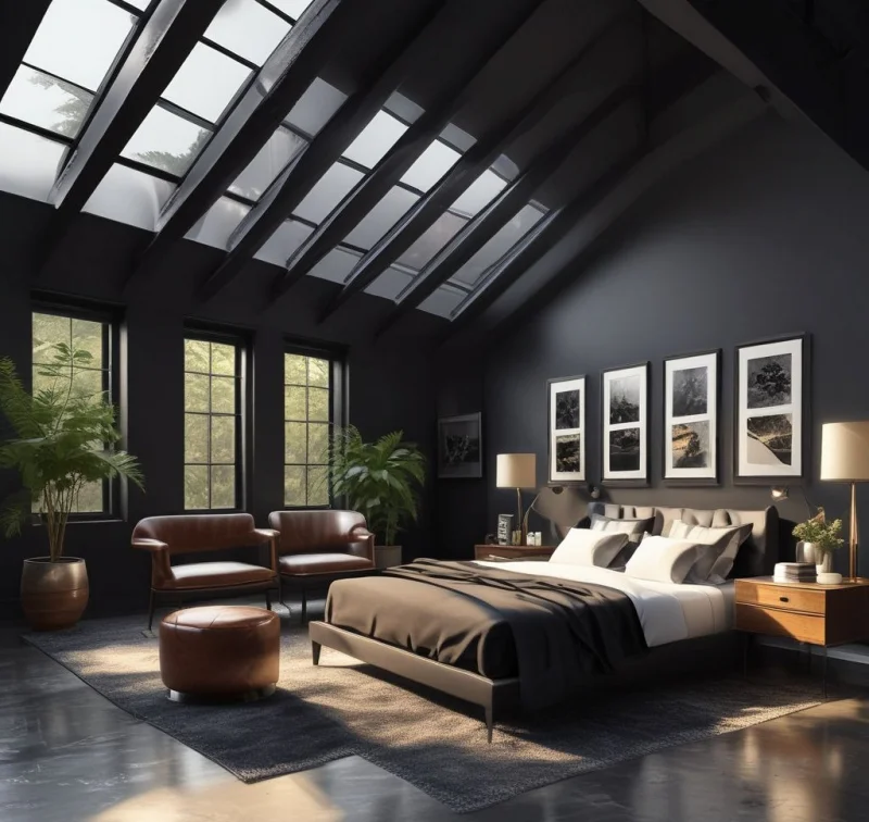 Designing an Airy Dark Loft with Natural Light Features
