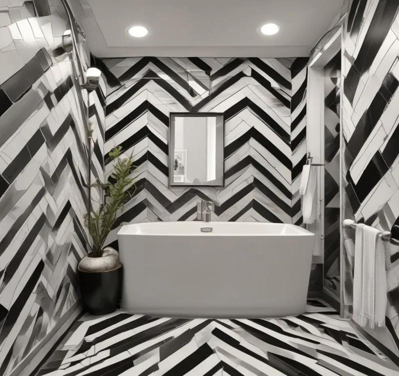 Dynamic Movement with Chevron Tile Patterns
