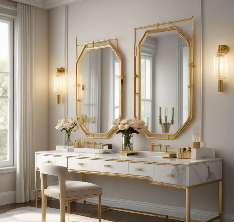 Elegant Glass and Gold Accents
