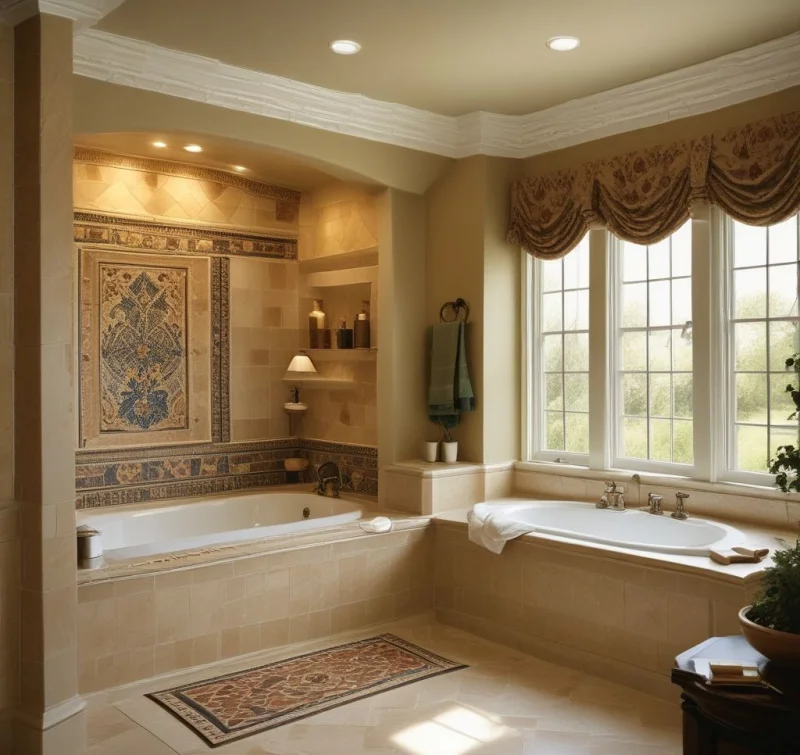 Elegant Tub Surround Feature
