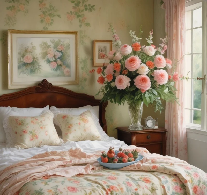 Elevating Romance with Delicate Floral Patterns and Ruffles
