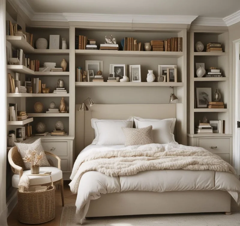 Embrace Calm with Neutral-Toned Shelf Styling
