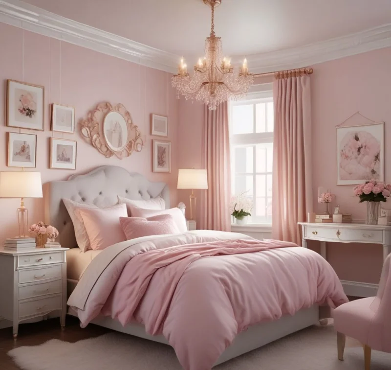 Establishing a Romantic Space with Soft Pink Details
