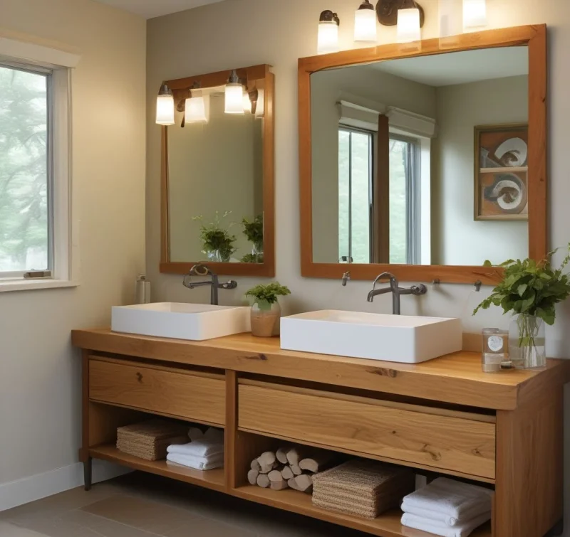 Feature Natural Wood in Your Vanity Design
