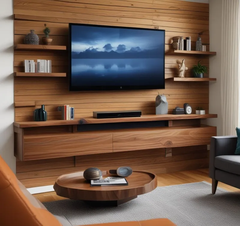 Floating Timber TV Wall Display