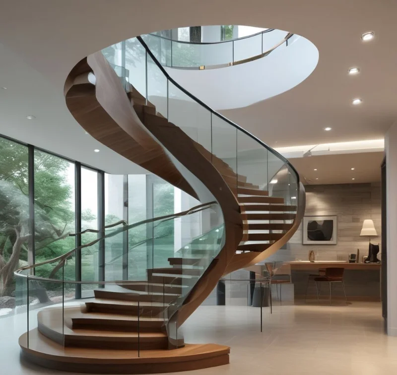 Flowing Curved Staircase Design
