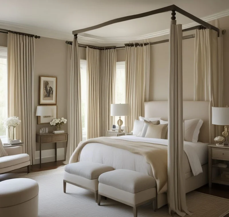 Framing Luxury with Canopy Bed Coordination
