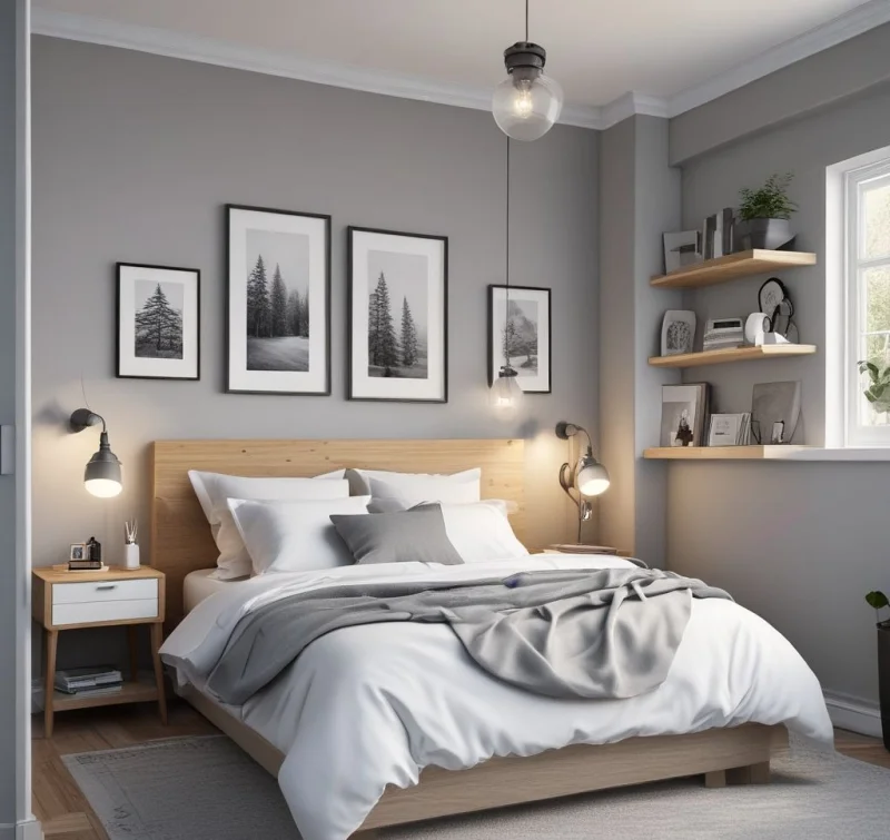 Fresh Grey Scandinavian Bedroom
