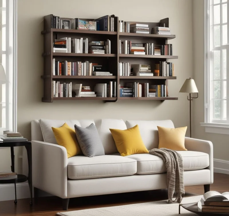 Innovative Sleeper Sofa with Bookcase Headboard
