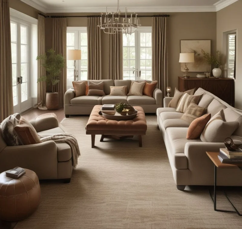 Inviting Family Living Space with Soft Textures