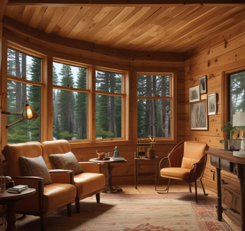 Lodge-Style Knotty Pine Walls
