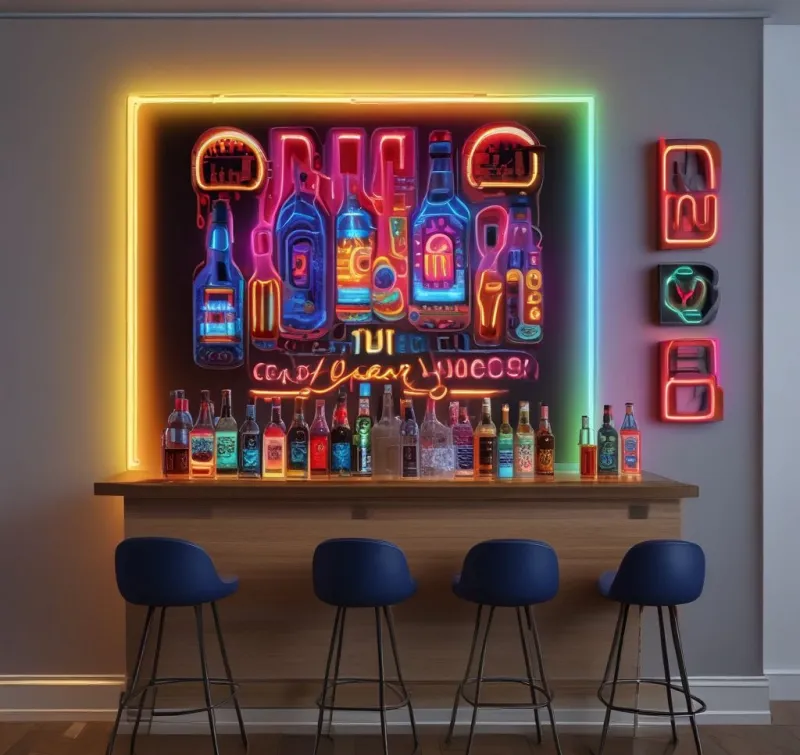Make a Statement with Bold Neon Bar Accents
