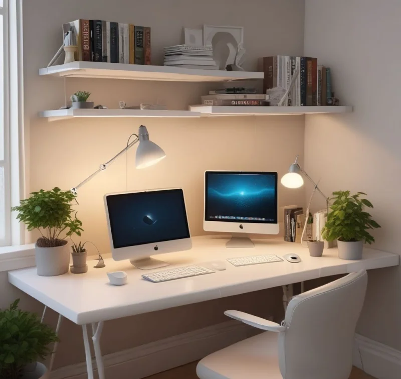 Minimalist Desk Setup with Perfect Lighting
