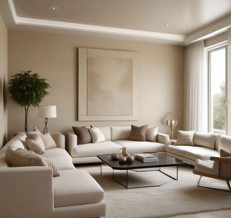 Modern Beige Feature Wall in Main Living Area
