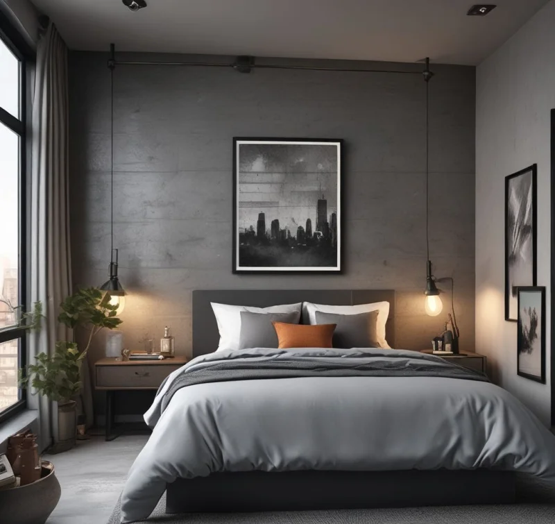 Modern Industrial Grey Bedroom
