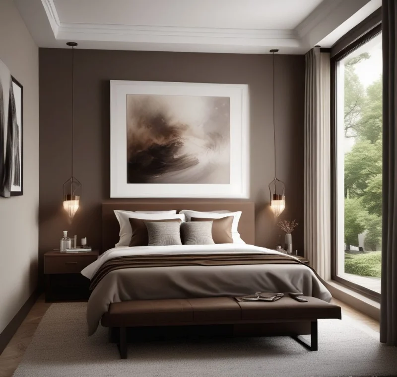 Modern Minimalist Design with Chocolate Accents
