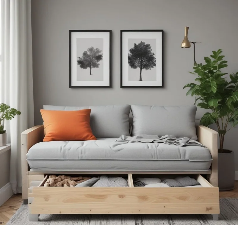 Multi-Functional Sleeper Sofa with Built-In Storage
