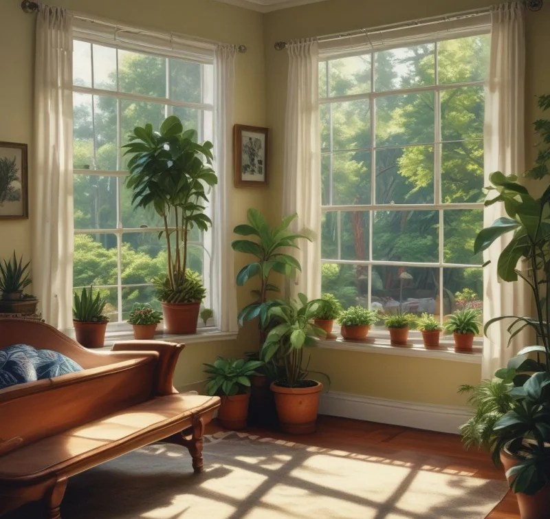 Natural Light and Greenery Balance
