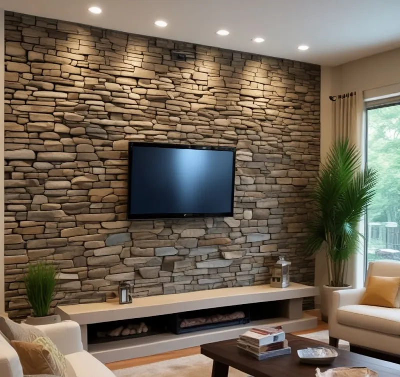 Natural Rock TV Wall Feature