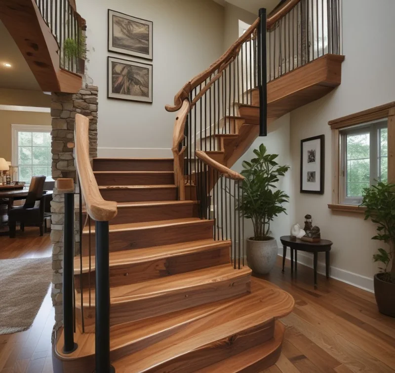 Organic Wood Staircase Design
