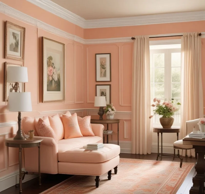 Peach Paradise with Decorative Wall Details
